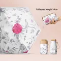 Elegant vintage floral and bird pattern compact sun umbrella with a matching carry pouch - Vintage Flower Bird