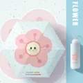 Cute 5-fold mini pocket sun umbrella with cartoon flower print for students. - Romantic Operation - Cartoon Floral / 6 Ribs / Blue