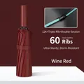 Durable automatic wine red umbrella with storm resistant 60-rib equivalent design - 60-Bone Automatic / Burgundy
