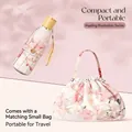 Compact floral folding sun umbrella with matching storage bag for sun and rain travel - 8 Ribs Enlarged Thickened Style / Pink Spring Jade