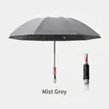 Automatische parasol in mistgrijs, diameter 105 cm voor zon en regenachtige dagen - Reflecterende Paraplu Serie / Omgekeerd model - Mechanisch anti-explosie 10 baleinen automatisch - Mistgrijs