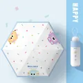 Portable mini UV sun and rain umbrella with cute monster illustrations in white and blue - Puff Sprite (Three Puffs)