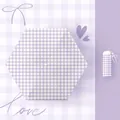 Portable small sun umbrella with purple gingham pattern for UV protection - 15cm 6-Fold Style (Embroidered Bow) / Thickened Black Glue / Iris Purple
