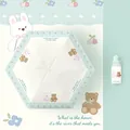 Mini portable UV protection folding umbrella with cute bear and bunny cartoon design - Starry Forest Green (Bear & Rabbit)
