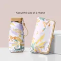 Compact portable floral UV sun umbrella with elegant butterfly print storage pouch - 6-Fold Umbrella / Multicolor (Hundred Flower Pavilion)