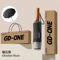 Automatic windproof umbrella in obsidian black with black sunscreen coating - Safety Anti-rebound - Gift Box / Obsidian Black - Black Coating