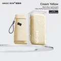 Mini portable ultra-light anti-UV sun umbrella in cream yellow with protective carrying case - 6-Fold 6-Rib Style / Ultra Mini 15cm / Creamy Yellow