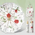 Elegant floral folding umbrella with 24 ribs and a matching carry bag for sun and rain - Fragrant Flower (3-Fold 24-Rib)