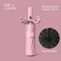 Pink automatic 12K folding umbrella with bow tie handle and 105cm diameter span - 24-Bone Automatic / Light Pink