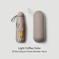 Mini pocket umbrella with UV protection and capsule case in light brown color - 5-Fold 8-Rib Style / Mini 18cm / Light Coffee