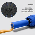 Automatische versterkte 72-ribs zon- en regenparaplu in Beika-blauw met ergonomisch handvat - 72-Baleinen Contrastkleurenserie (Groot) / Lichtblauw