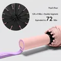 Paraguas automático rosa melocotón con marco reforzado de 72 varillas, resistente. - 12-Varillas Automático (72 Antiviento) / Rosa Melocotón