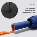 Paraguas automático azul profundo con estructura de 72 varillas y correa naranja - 12-Varillas Automático (72 Antiviento) / Azul Mar Profundo