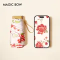 Ultra-compact mini floral umbrella with matching phone wallpaper for size comparison - Sleeve Style (Floating Black Tea) / 40% Off
