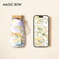 Mini portable UV protection umbrella with floral butterfly pattern and tan handle - Sleeve Style (Botanical Garden) / 40% Off