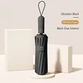 Automatische obsidiaan zwarte paraplu met 128 baleinen en zwarte binnencoating. - 128-Ribben (16 ribben * 8 stuks) / Verdikte zwarte lijm / Obsidiaan Zwart