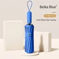 Grote automatische opvouwbare paraplu in Beika-blauw met windbestendig 128-ribframe - 128-Ribben (16 ribben * 8 stuks) / Verdikte zwarte lijm / Lichtblauw