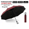 Automatic wine red sun and rain umbrella with 10-rib frame and UV protection coating. - 10 Ribs / Black Vinyl Sun & Rain 10 Ribs - Wine Red