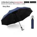 Automatic 10-rib sun and rain umbrella with UV protection in navy blue colorway - 10 Ribs / Black Vinyl Sun & Rain 10 Ribs - Navy Blue