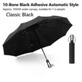 Classic black 10-rib automatic folding umbrella with black glue UV coating, 105cm - 10 Ribs / Black Vinyl Sun & Rain 10 Ribs - Black