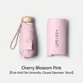 Ultra-compact 5-fold flat sun umbrella in cherry blossom pink finish with UPF 50+ protection - 18CM 5-Fold Flat Umbrella / Sakura Pink