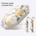 Folding umbrella with yellow chrysanthemum floral print for sun and rain UV protection - UPF50+ (Diameter: 99cm) / Golden Flower