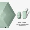 Ultra-compact mint green mini flat folding umbrella with a matching storage case - Six-Fold Flat Umbrella (With Storage Case) / 15cm Folded Diameter / Mint Green