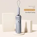 Automatic windproof 48-rib folding umbrella with black UV coating in milk tea ash - 48 Ribs / Milk Tea Grey