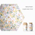 Portable mini five-fold floral sun umbrella with matching case, 14cm folded length - 14cm 6-Fold Flat Umbrella / Centennial Flowers