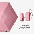 Compact cherry blossom pink mini flat foldable umbrella with hard storage case - Six-Fold Flat Umbrella (With Storage Case) / 15cm Folded Diameter / Sakura Pink