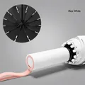 Rice White automatic umbrella featuring a reinforced 72-rib frame for UV protection. - Large Automatic Reverse Umbrella (72 Ribs) / 72-Rib Reinforced Structure / Creamy Rice White