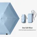 Mini flat folding umbrella in sea salt blue with matching shoulder strap case - Six-Fold Flat Umbrella (With Storage Case) / 15cm Folded Diameter / Sea Salt Blue