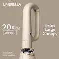 Automatic windproof umbrella with ergonomic beige hook handle and 20 reinforced ribs - Fully Automatic Hook Series (Extra Large) / 20 Ribs / Sycamore Beige