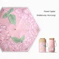 Mini 5-fach Sonnenschirm in Pink Flower Capital, kompakt 14cm gefaltete Länge - 14cm 6-Fach Flacher Schirm / Rosa Blumenstadt