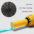 Automatic folding cream yellow umbrella with 72 ribs for UV sun and rain protection - Large Automatic Reverse Umbrella (72 Ribs) / 72-Rib Reinforced Structure / Creamy Yellow