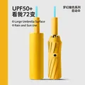 Large yellow automatic folding sun and rain umbrella with UPF50+ UV protection design - Three-Fold Automatic / XL / 72-Rib Cream Yellow