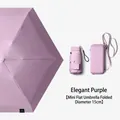 Compact mini purple folding sun umbrella for UV protection with matching storage case - Six-Fold Flat Umbrella (With Storage Case) / 15cm Folded Diameter / Elegant Purple