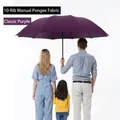 Extra large purple folding umbrella with wind-resistant 130cm canopy, fits 2-3 people - Manual 10-Rib Regular Style / Extra Large Diameter 125cm / Purple