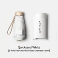 Compact five-fold white sun umbrella with UPF 50+ UV protection and matching pouch - Flat Five-fold Style / Mini Size / Off White