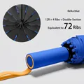 Automatic folding umbrella in Beika Blue with contrast color handle and 72 ribs structure - Large Automatic Reverse Umbrella (72 Ribs) / 72-Rib Reinforced Structure / Light Blue