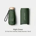 Dark green 5-fold portable pocket umbrella with UPF 50+ sun protection, 18cm folded - 18CM 5-Fold Flat Umbrella / Night Green