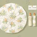 Vista detallada del paraguas floral de 16 varillas con protección solar y revestimiento UV - Rojo