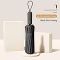 High-quality obsidian black automatic folding umbrella with 48 ribs and inner black glue coating - 48 Ribs / Obsidian Black