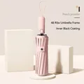 Peach pink automatic folding umbrella with 48 ribs and premium UV black glue coating - 48 Ribs / Peach Pink