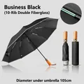 Business black 10-rib automatic reverse umbrella with solid wood handle, 105cm diameter - 20 Ribs Reverse Reflective Style / Business Black