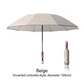 Automatic inverted folding umbrella in beige with 105cm windproof canopy cover - Anti-rebound Mechanical Model / Large (105cm) / Beige