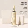 Premium cream yellow automatic umbrella with 48 ribs and anti-UV black coating - 48 Ribs / Creamy Yellow
