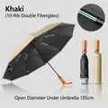 Automatic inverted umbrella in khaki with wooden handle and 10 fiberglass ribs - 20 Ribs Reverse Reflective Style / Khaki