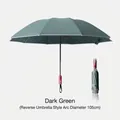 Dark green automatic reverse folding umbrella with 105cm diameter windproof canopy - Anti-rebound Mechanical Model / Large (105cm) / Dark Green