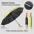Matcha green automatic reverse umbrella featuring 10 ribs and elegant wooden handle - 20 Ribs Reverse Reflective Style / Matcha Green